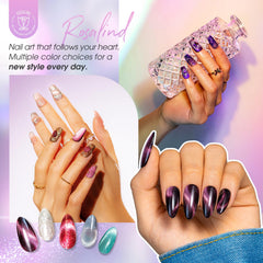 ROSALIND closeup nail displaying galaxy cat eye effect, delivers eye-catching shimmer