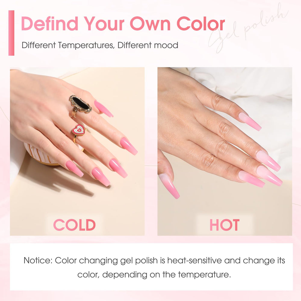 ROSALIND swatches showing warm versus cool color change on fan tips