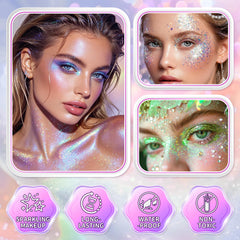 Rosawee glitter streaks in hair adding bold red white blue festival accents