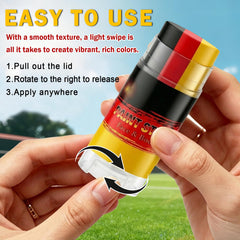 Rosawee tricolor flag stripes on cheek for striking patriotic expression