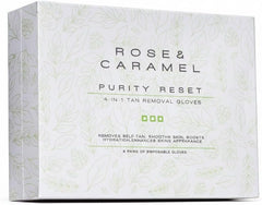 Rose & Caramel gloves front packaging showing six pairs and benefits