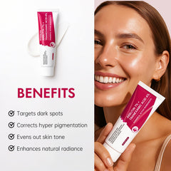 Roseblem ingredient label closeup highlighting arbutin and tranexamic acid benefits