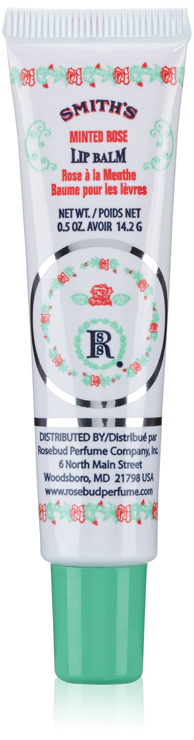 Rosebud Perfume Minted Rose tube front view showing compact travel-ready design and scent