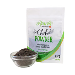 Roselle Naturals 20g sachet next to coin to show compact travel-friendly size benefit