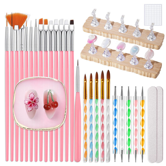 Rosiour front layout showing all 38 pieces for complete nail art setup and convenience