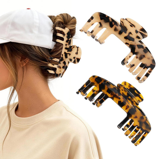 Rosivyphan tortoise and leopard clip front view showing stylish patterns and durable finish