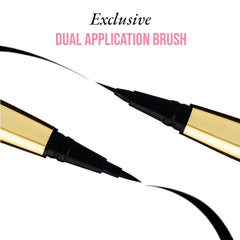 Rouge & Rogue eyeliner applied on eyelid demonstrating clean wing and long-lasting definition
