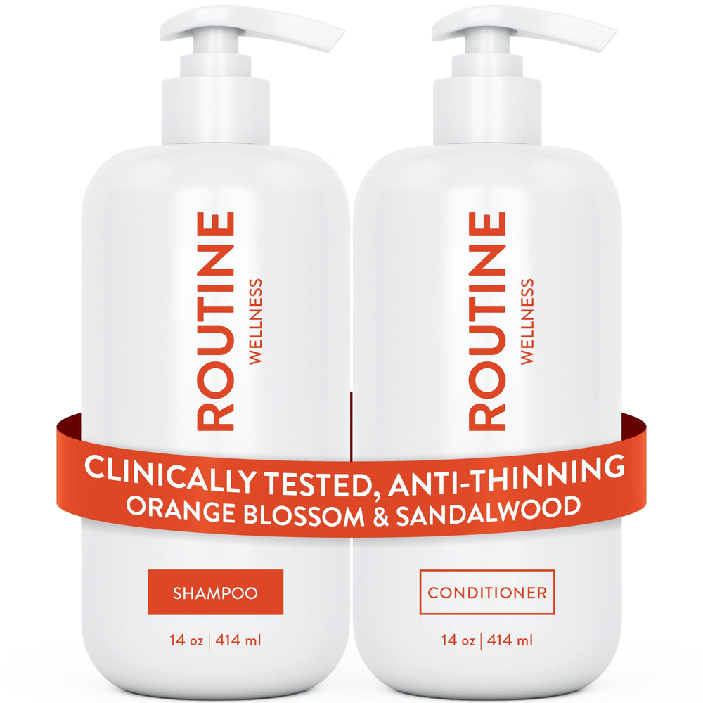 Routine Wellness front packaging showing orange blossom sandalwood scent and set benefits