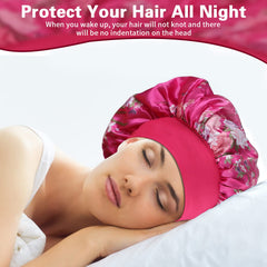 ROYBENS bonnet resting on bedside table illustrating nightly hair protection convenience