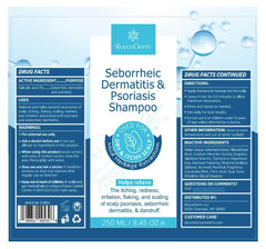 Roycederm before and after scalp silhouette visualizing reduced flaking and improved comfort