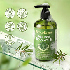 Roycederm with tea tree and wormwood botanicals showing natural extracts