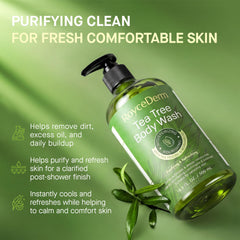 Roycederm label close-up highlighting tea tree and wormwood ingredients
