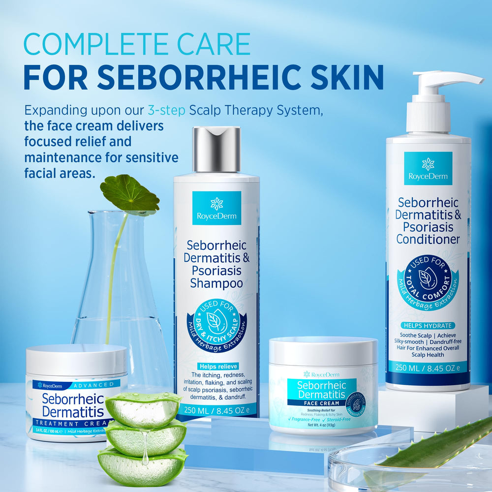 Roycederm on bathroom shelf suggests daily routine integration
