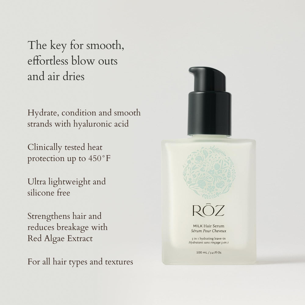 RŌZ before and after comparison highlighting reduced frizz and added definition