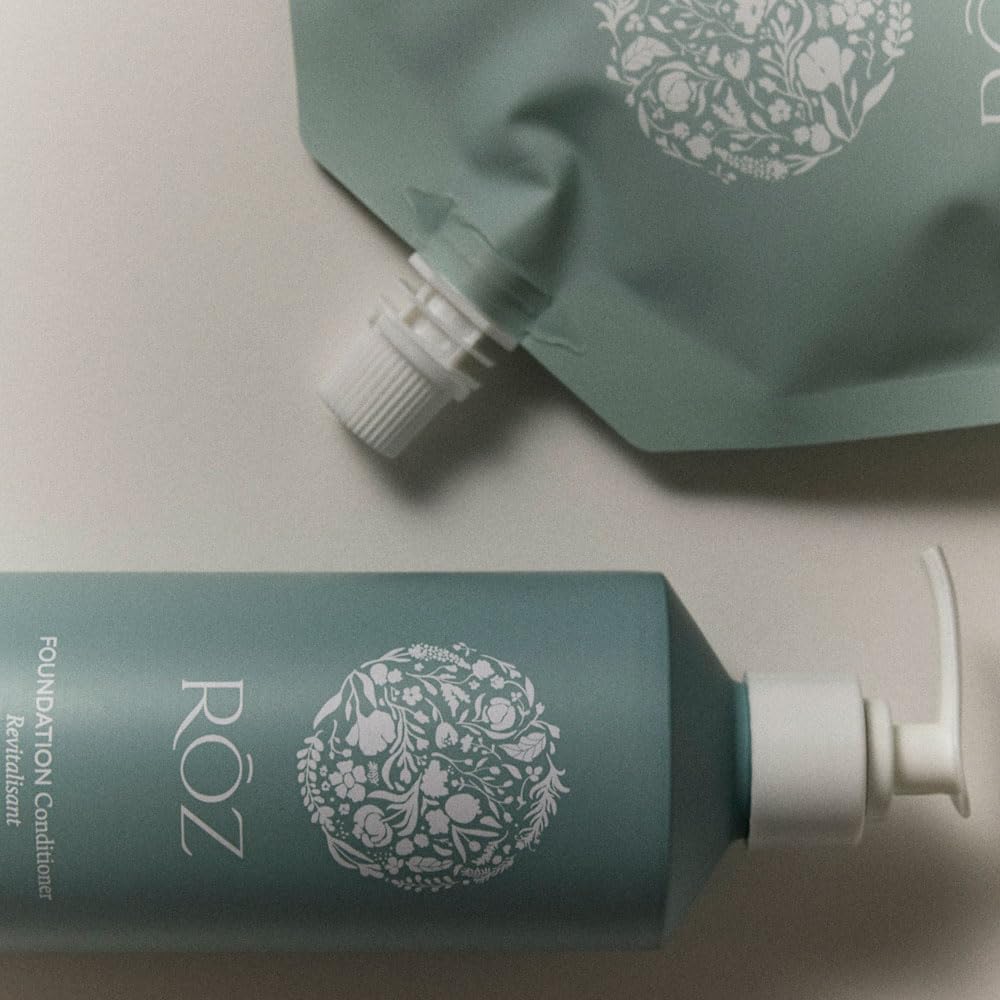 RŌZ pouring refill into aluminum bottle to reduce plastic waste