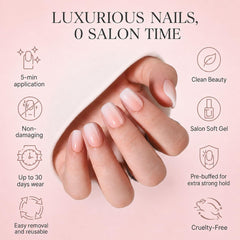 RPNZL short square press on nails worn on hand showcasing shape