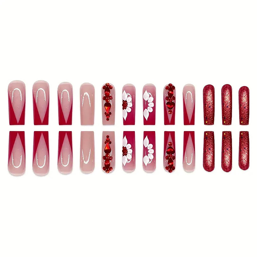 RTKHFZE hand applying press-on nail demonstrating quick DIY application and salon-style finish