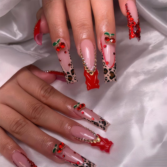 RTKHFZE front packaging showing 24-piece press-on nail set and glossy red French tips benefit instant salon look