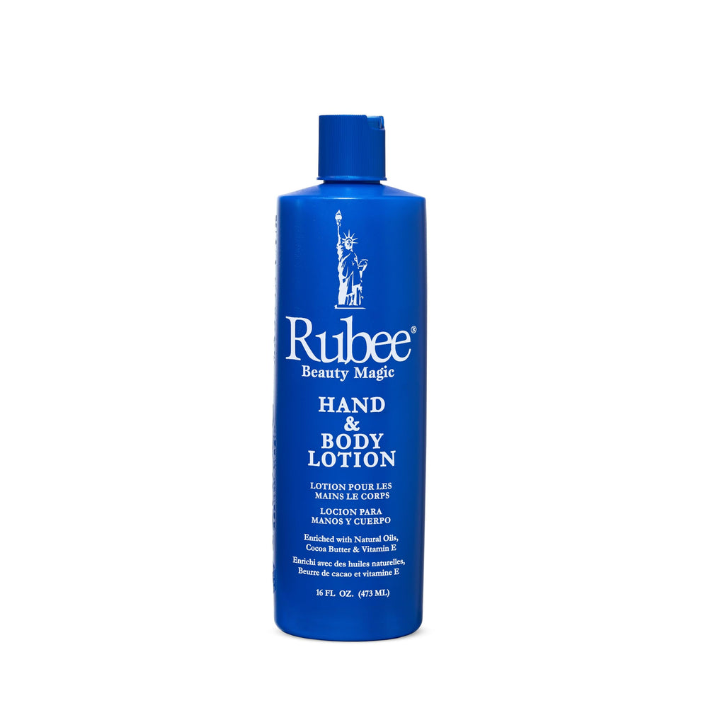 RUBEE front packaging showing cacao butter lotion and benefits