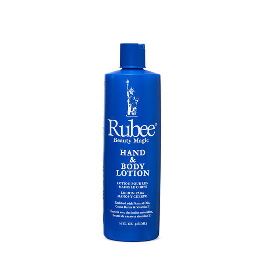 RUBEE front packaging showing cacao butter lotion and benefits