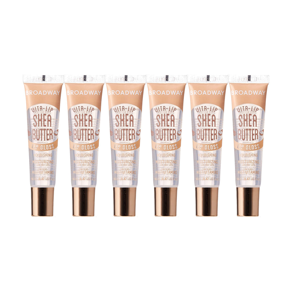 Ruby Kisses front packaging showing six clear gloss tubes for convenience
