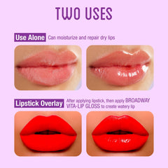 Ruby Kisses gloss held in hand showing size and travel-friendly scale benefit