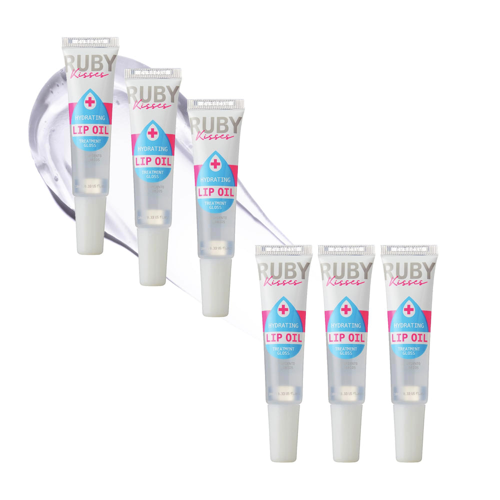 Ruby Kisses front tube showing clear lip oil and glossy finish benefit