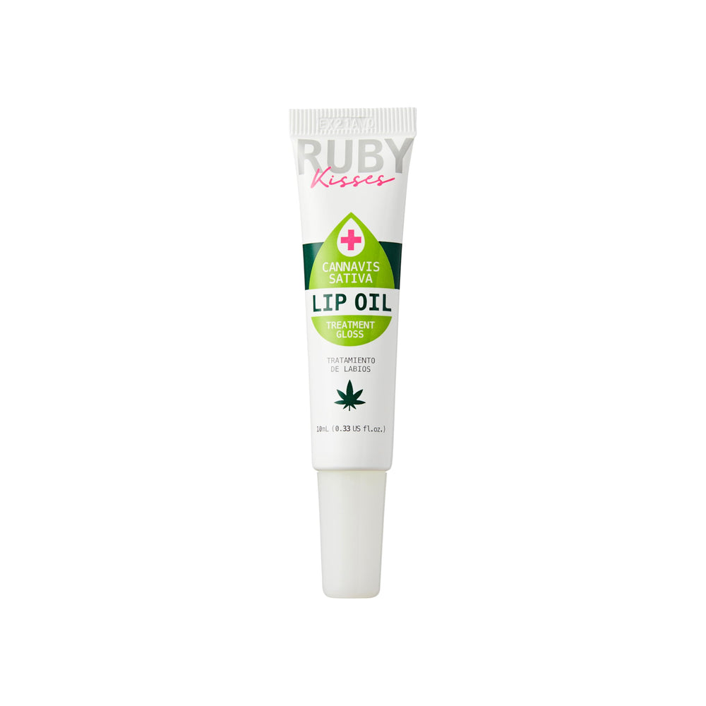 Ruby Kisses bottle next to cocoa butter and hemp seed emphasizing nourishing ingredients