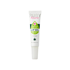 Ruby Kisses bottle next to cocoa butter and hemp seed emphasizing nourishing ingredients