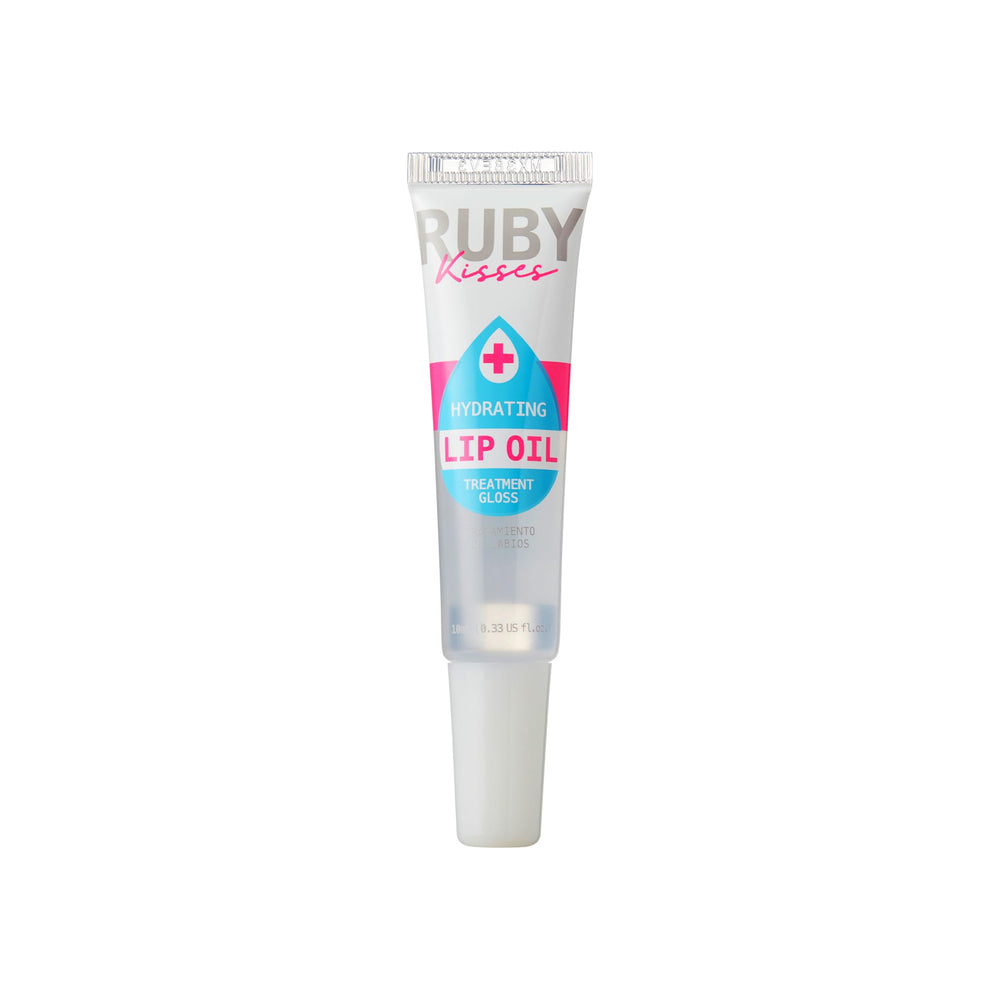 Ruby Kisses lip oil open wand with applicator demonstrating easy glide