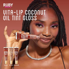 Ruby Kisses open tube revealing clear gloss texture and non-sticky sheen