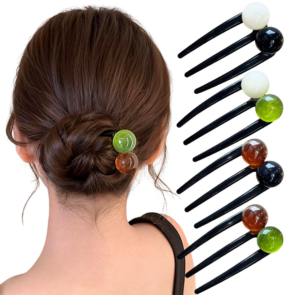 RUIYDZ front view of four U-shaped pins showing colors and neat packaging, elegant gift option