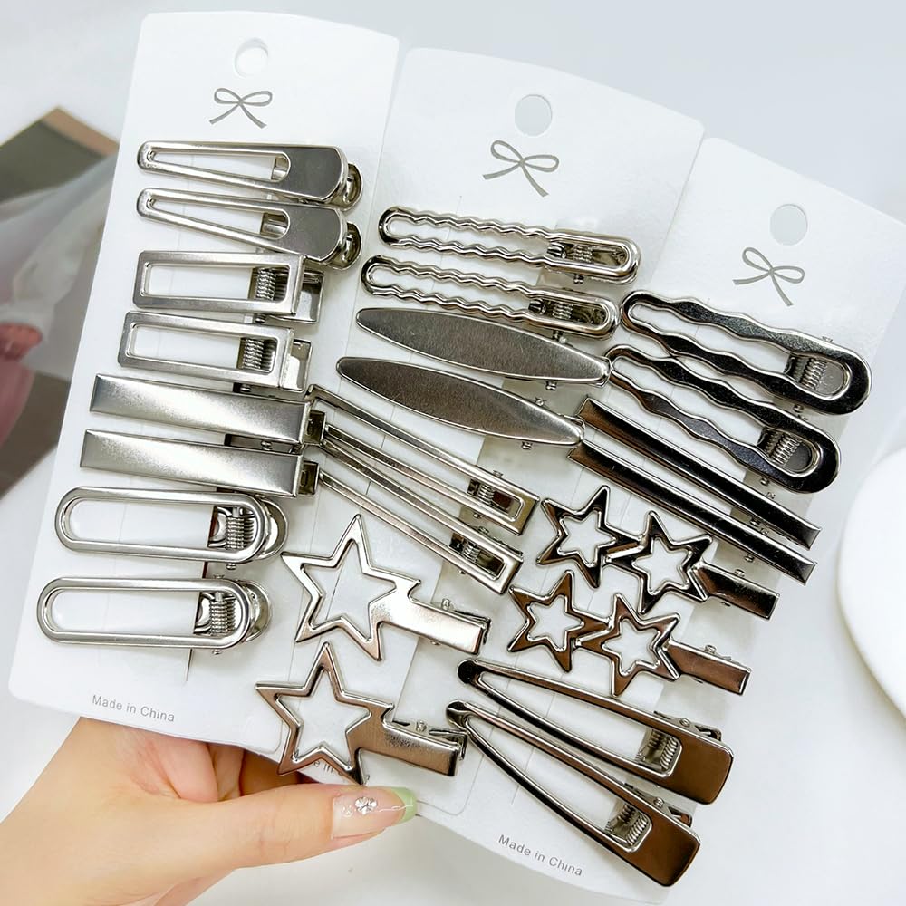 RUIYDZ front packaging showing 24 silver hair clips, convenient storage benefit