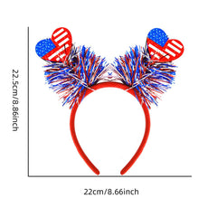RUPOFUZA fluffy tinsel halo on mannequin demonstrating bold Independence Day look