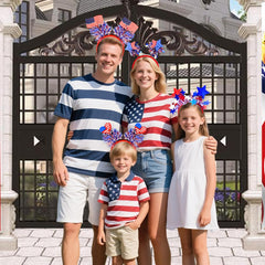 RUPOFUZA family wearing matching headbands showing coordination for celebrations
