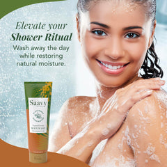 Saavy Naturals label close-up highlighting ingredients and plant-based benefits