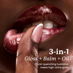 Sacheu Bunny Ear gloss texture swipe revealing lightweight, non-sticky shine and moisturizing finish