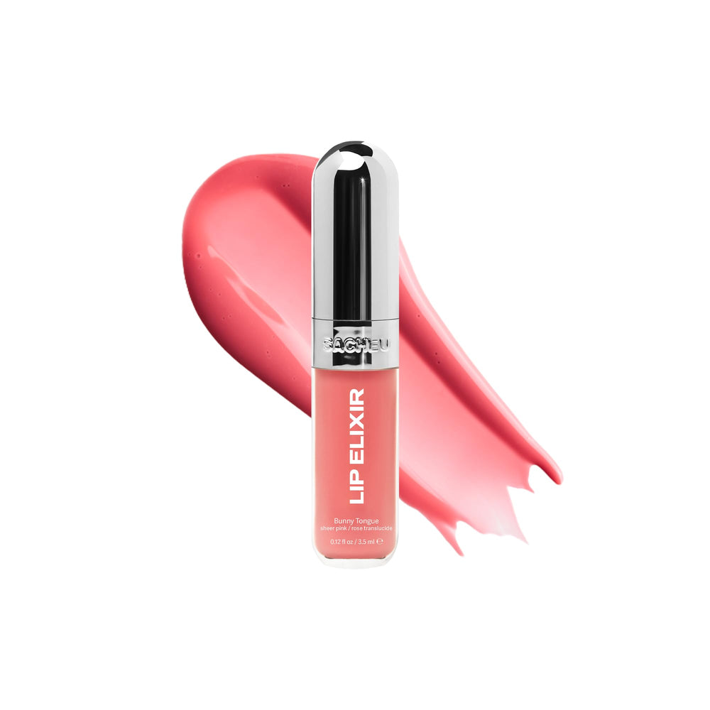 Sacheu Bunny Tongue front packaging showing gloss tube and shade benefits