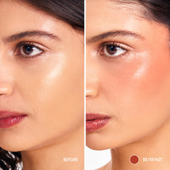 Sacheu on model under evening lighting showing radiant, camera-ready glow