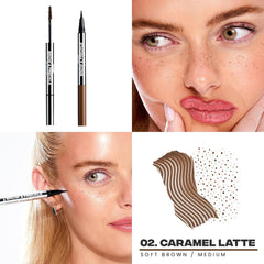 Sacheu dual-ended tool close-up highlighting brow brush and freckle tip