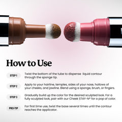 Sacheu STAY-N blend demonstration with sponge illustrating seamless, natural-looking finish