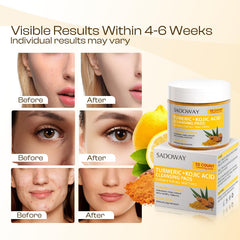 SADOWAY turmeric root and kojic acid graphic showing natural brightening support