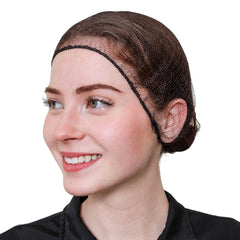 SAFEKO front packaging showing 100-count brown hairnets and clear branding for easy restock