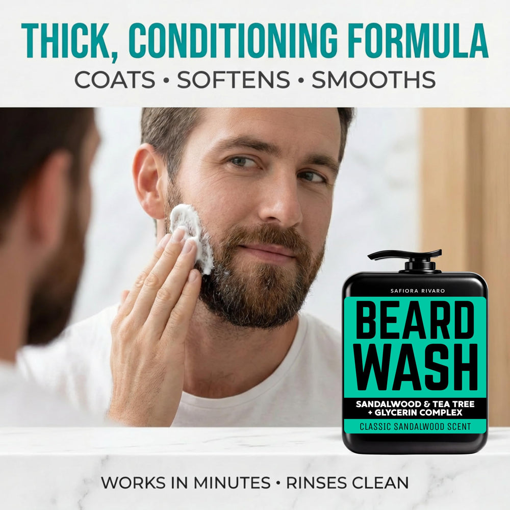 Safiora Rivaro lather in beard during wash demonstrating thorough cleansing