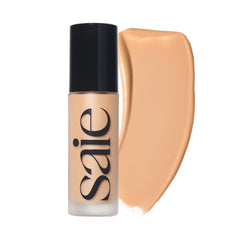 Saie front bottle showing product and lightweight serum benefit