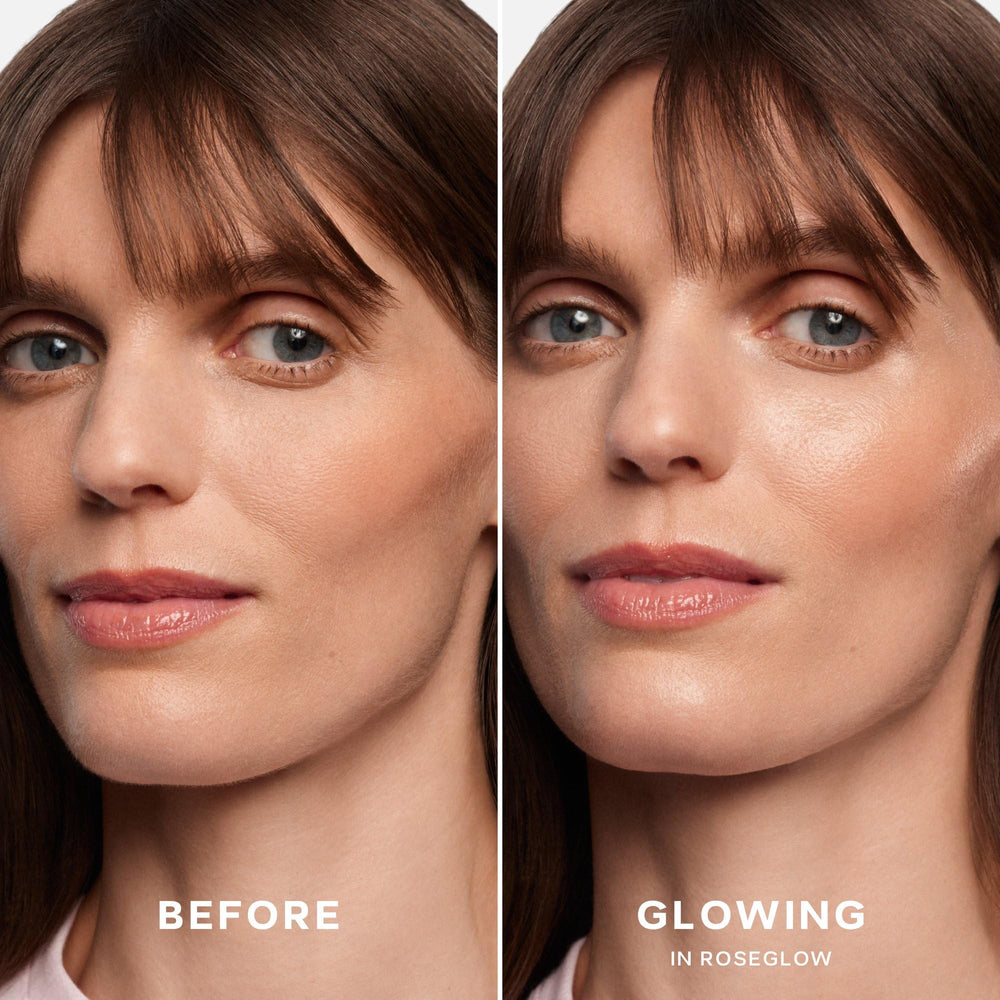 Saie Glowy Super Gel pump dispensing gel demonstrating easy application benefit