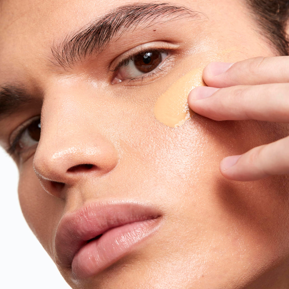 Saie texture swatch demonstrating dewy serum-pigment blend benefit