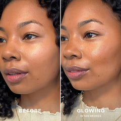 Saie Sun Melt creamy texture swipe on skin, demonstrates smooth blendability