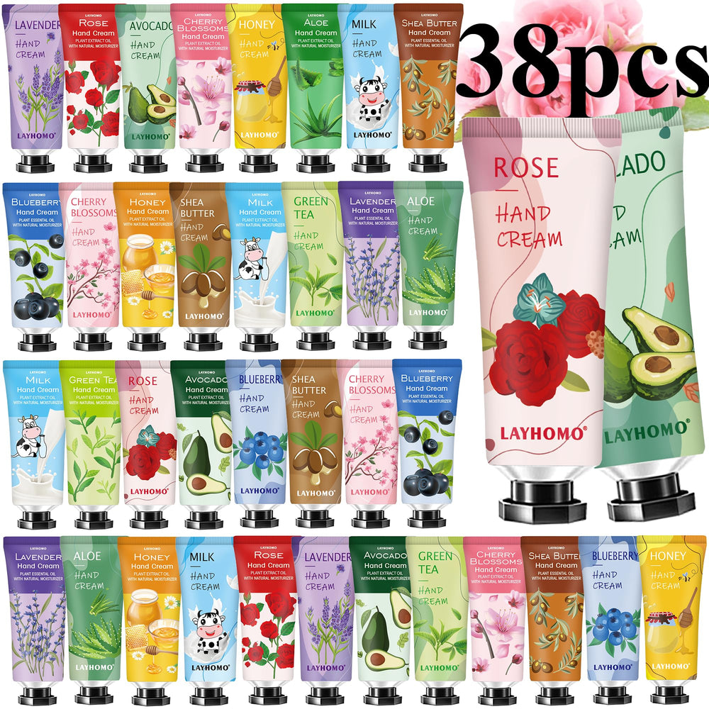 Sakose front packaging showing 38 assorted mini hand cream tubes for gifting