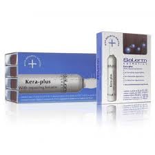 SALERM Kera-Plus front packaging showing compact bottle and keratin protection benefits
